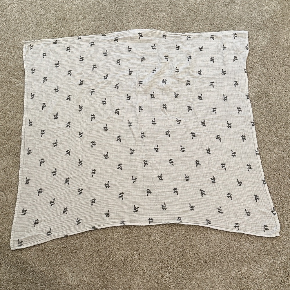 Soft White Baby Blanket with Gray Pattern